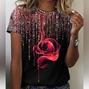 Rose print t-shirt Size XL